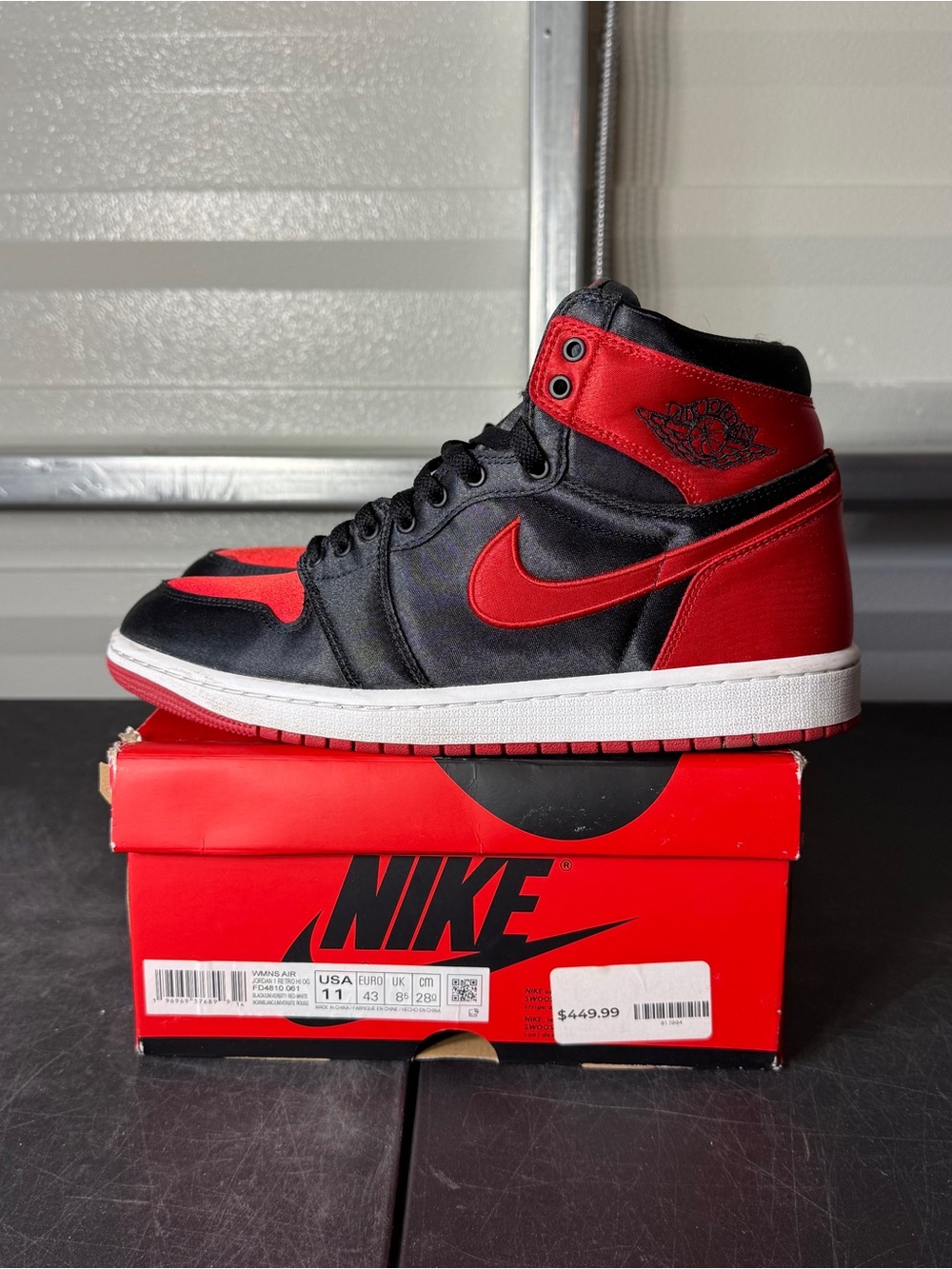 Size 11W - Air Jordan 1 High Top Satin Bred